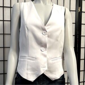Emerson Lang Solid White Tailored 3-Button Vest